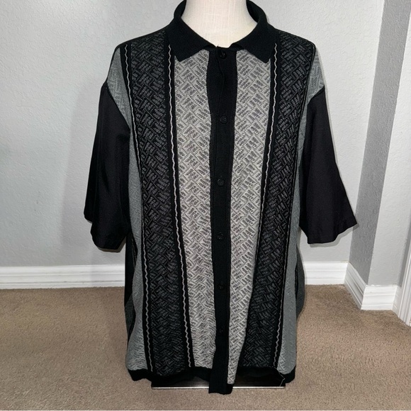 Mens Stacy Adams Italian Style Knit Woven Shirt 2XL - Picture 3 of 6